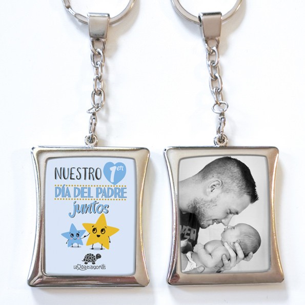 Metálico "Nuestro Primer Día del Padre Juntos" Azul Foto La Vida Es Algo Más