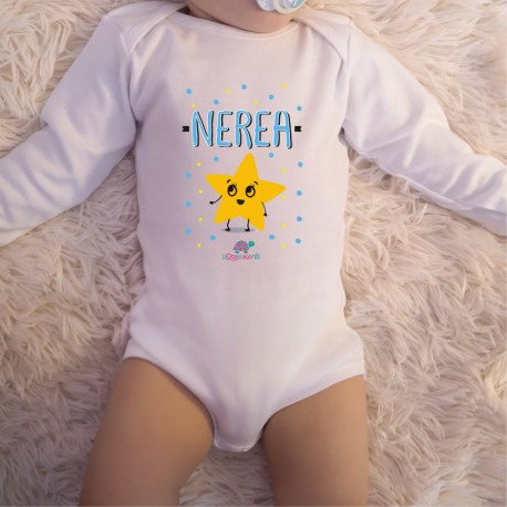 BODY PERSONALIZADO "ESTRELLA"  M/L - AZUL + CAJA REGALO