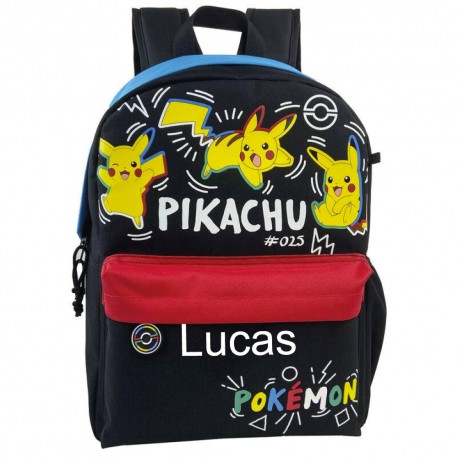 MOCHILA ESCOLAR GRANDE PERSONALIZABLE  ADAPTABLE CARRO - POKEMON PIKACHU 