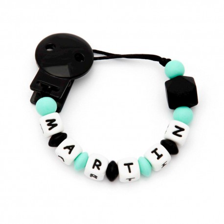 SUJETACHUPETES SILICONA PERSONALIZADO ROCK BABY - MINT