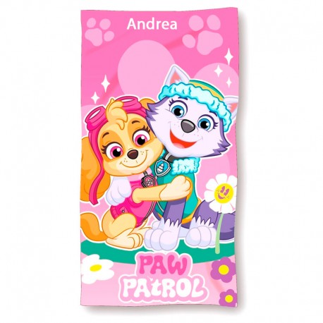 TOALLA DE PLAYA PERSONALIZABLE MICROFIBRA - PATRULLA CANINA ROSA EVEREST - SKYE (1,40 x 70)