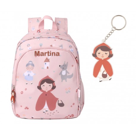 MOCHILA INFANTIL MEDIANA  PERSONALIZABLE TUTETE - LITTLE RED + LLAVERO PERSONALIZABLE
