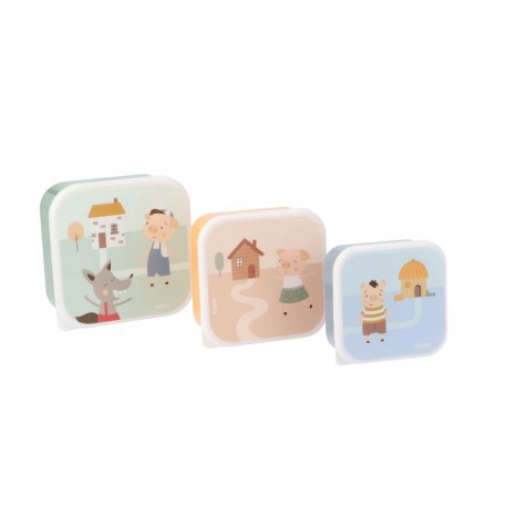 PACK 3 CAJITAS ALMUERZO TUTETE - THE THREE LITTLE PIGS