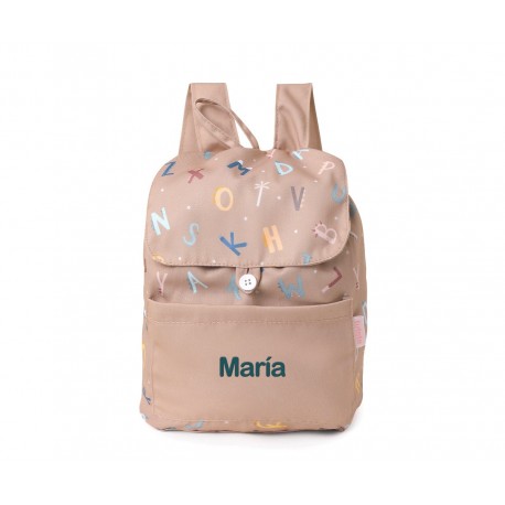 MOCHILA PEQUEÑA TELA ESCUELA INFANTIL PERSONALIZABLE TUTETE - FUNNY LETTERS