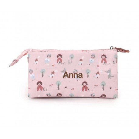 ESTUCHE ESCOLAR PERSONALIZABLE 3 COMPARTIMENTOS TUTETE - LITTLE RED