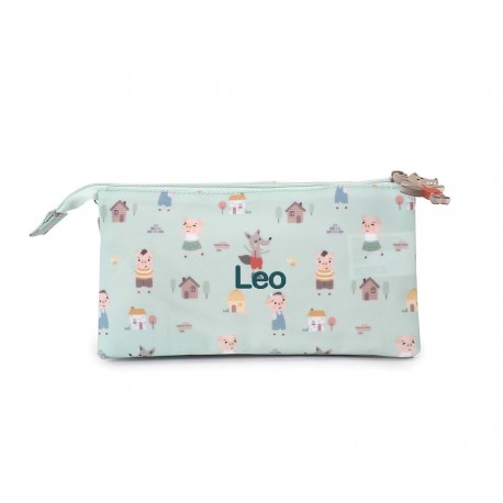 ESTUCHE ESCOLAR PERSONALIZABLE 3 COMPARTIMENTOS TUTETE - THE THREE LITTLE PIGS