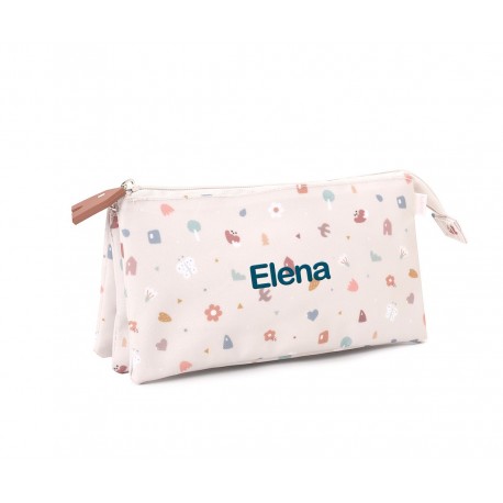 ESTUCHE ESCOLAR PERSONALIZABLE 3 COMPARTIMENTOS TUTETE - GEOMETRIC NATURE