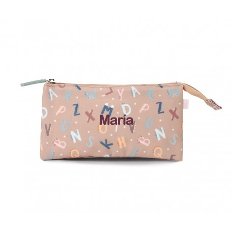 ESTUCHE ESCOLAR PERSONALIZABLE 3 COMPARTIMENTOS TUTETE - FUNNY LETTERS
