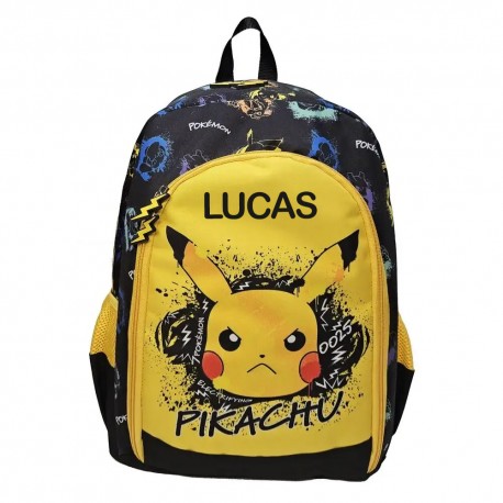 MOCHILA PERSONALIZABLE ESCOLAR GRANDE  - POKEMON PIKACHU SKATE COLECCIÓN 43CM