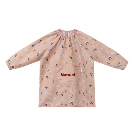 BABI INFANTIL IMPERMEABLE PERSONALIZABLE CON BOLSILLO CENTRAL TUTETE -  FUNNY LETTERS