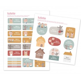 29 PEGATINAS PERSONALIZADAS PARA OBJETOS TUTETE - THE THREE LITTLE PIGS
