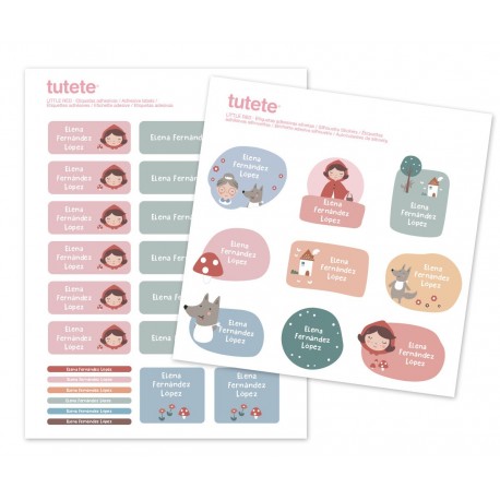 29 PEGATINAS PERSONALIZADAS PARA OBJETOS TUTETE - LITTLE RED