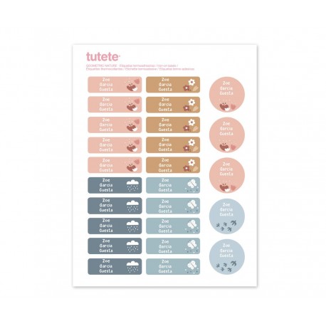 25 ETIQUETAS TERMOADHESIVAS PERSONALIZADAS PARA ROPA - GEOMETRIC NATURE