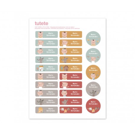 25 ETIQUETAS TERMOADHESIVAS PERSONALIZADAS PARA ROPA - THE THREE LITTLE PIGS