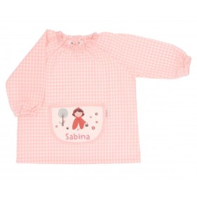 BABI INFANTIL PERSONALIZADO CON BOLSILLO CENTRAL VICHY TUTETE -  LITTLE RED
