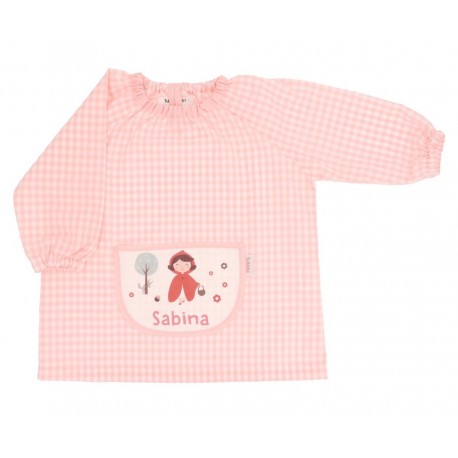 BABI INFANTIL PERSONALIZADO CON BOLSILLO CENTRAL VICHY TUTETE -  LITTLE RED