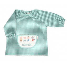 BABI INFANTIL PERSONALIZADO CON BOLSILLO CENTRAL VICHY TUTETE -  THE THREE LITTLE PIGS