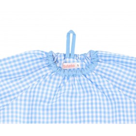 BABI INFANTIL PERSONALIZADO CON BOLSILLO CENTRAL VICHY TUTETE -  CITY CARS