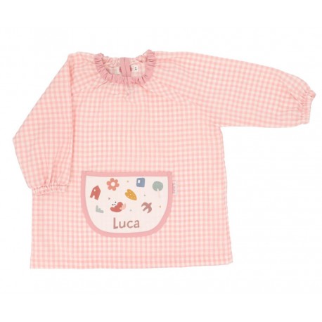 BABI INFANTIL PERSONALIZADO CON BOLSILLO CENTRAL VICHY TUTETE -  GEOMETRIC NATURE