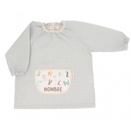 BABI INFANTIL PERSONALIZADO CON BOLSILLO CENTRAL VICHY TUTETE - FUNNY LETTERS