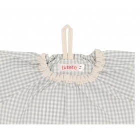 BABI INFANTIL PERSONALIZADO CON BOLSILLO CENTRAL VICHY TUTETE - FUNNY LETTERS