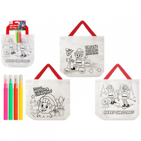 BOLSA DE TELA PARA COLOREAR + ROTULADORES - ELVES BEHAVIN BADLY (SURTIDO 3 MODELOS)