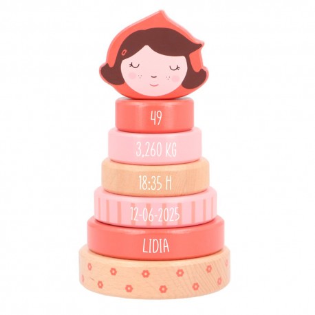 TORRE APILABLE BEBÉ PERSONALIZADA DATOS NACIMIENTO MONNËKA - LITTLE RED