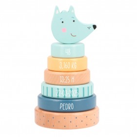 TORRE APILABLE BEBÉ PERSONALIZADA DATOS NACIMIENTO MONNËKA - WOLF