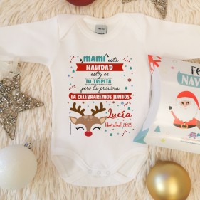BODY PERSONALIZADO "MAMI, NAVIDAD EN TU TRIPITA" M/L  + CAJA REGALO