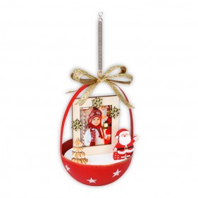 BOLA DE NAVIDAD PERSONALIZABLE FORMA HUEVO PAPÁ NOEL -  ROJO
