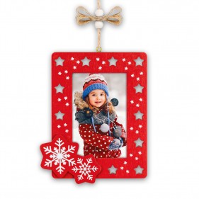 ADORNO COLGANTE NAVIDAD DE MADERA PERSONALIZABLE  6 x 9 CM  ESTRELLAS Y COPOS - RED