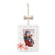 ADORNO COLGANTE NAVIDAD DE MADERA PERSONALIZABLE  6 x 9 CM  ESTRELLAS Y COPOS - WHITE