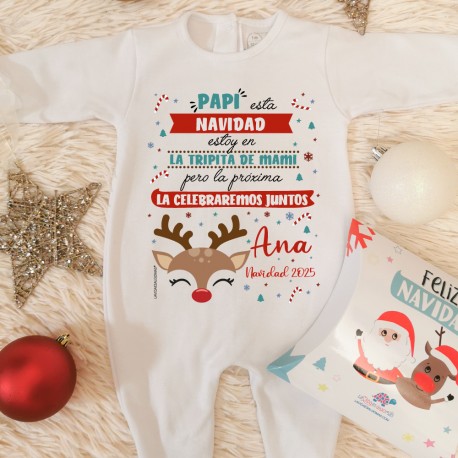 PIJAMA NAVIDAD PERSONALIZADO "NAVIDAD EN LA TRIPITA DE MAMÁ" -  Manga Larga