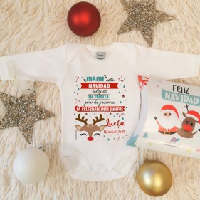 BODY PERSONALIZADO "MAMI, NAVIDAD EN TU TRIPITA" M/L  + CAJA REGALO