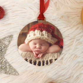 ADORNO BOLA DE NAVIDAD MADERA PERSONALIZABLE CON FOTO NAVIDAD 10 X 10 CM - FELIZ NAVIDAD