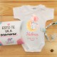 BODY PERSONALIZADO DATOS NACIMIENTO ELEFANTE "MI PRIMER BODY" M/C - BLUSH + CAJA REGALO