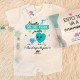 PIJAMA PERSONALIZADO "NUESTRO PRIMER DÍA DEL PADRE JUNTOS" M/L - CORAZONES AZUL/MINT + CAJA REGALO