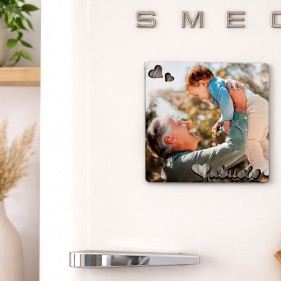 IMÁN MADERA PERSONALIZABLE CON FOTO 10 X 10 CM - ABUELO CORAZONES