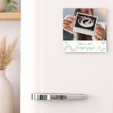 IMÁN MADERA PERSONALIZABLE CON FOTO 10 X 10 CM - VAS A SER EL MEJOR PAPÁ