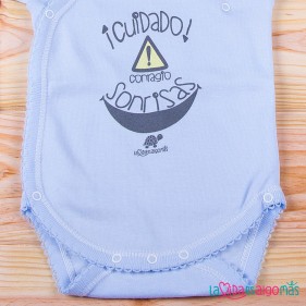 BODY CRUZADO "CUIDADO, CONTAGIO SONRISAS" - AZUL