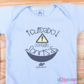 BODY C/AMERICANO "CUIDADO, CONTAGIO SONRISAS" - AZUL